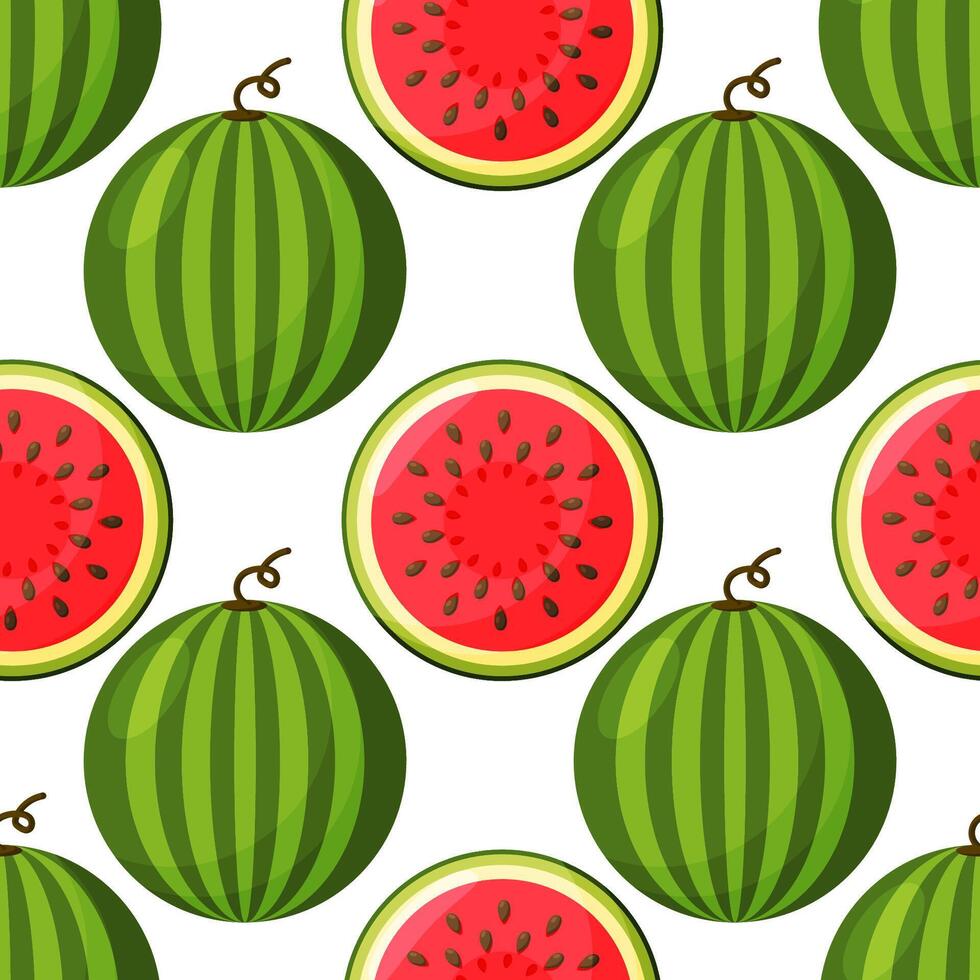 Cute seamless pattern with watermelon slices. vector
