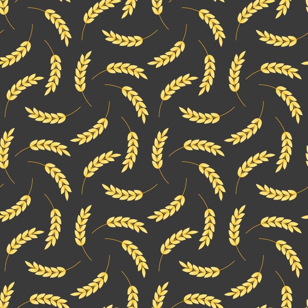 seamless pattern illustration ears of wheat. Whole grain, natural, organic background for bakery package, bread products. vector