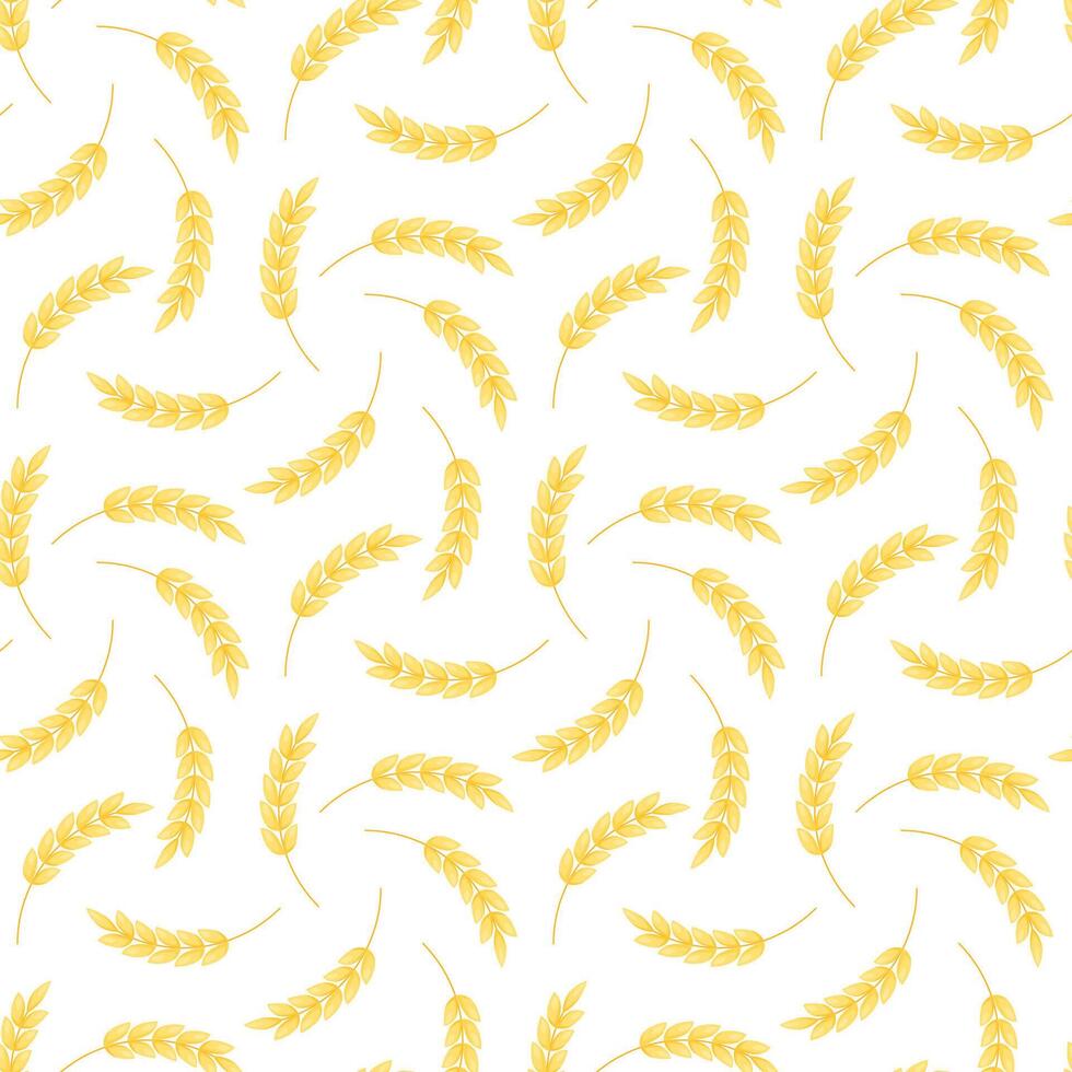 seamless pattern illustration ears of wheat. Whole grain, natural, organic background for bakery package, bread products. vector