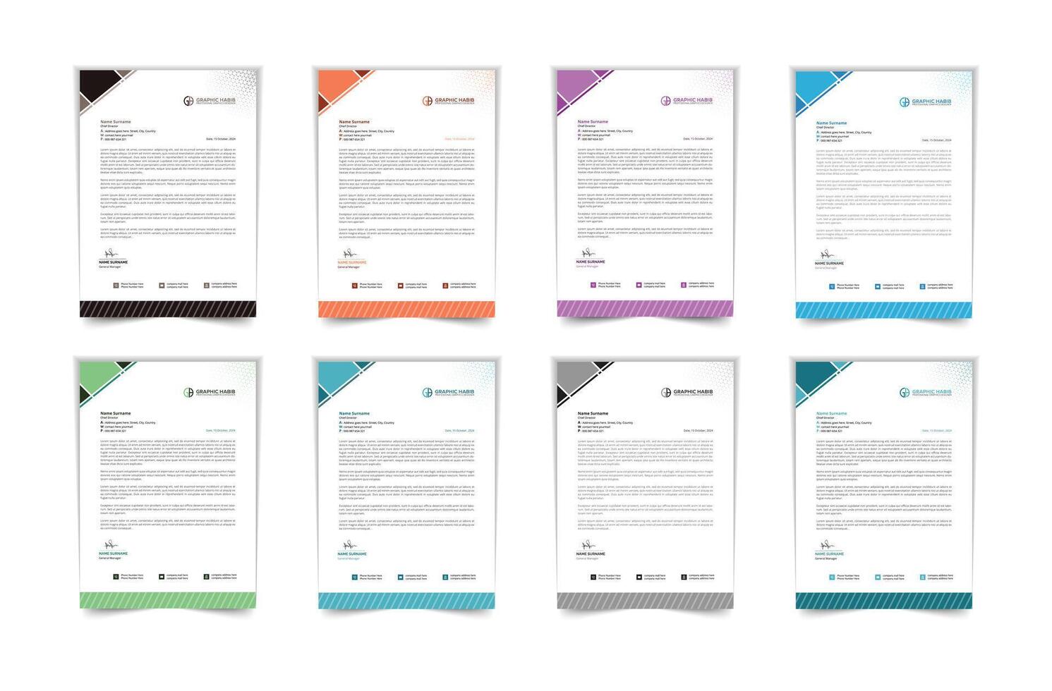 Business Letterhead Design with Template and Design. vector
