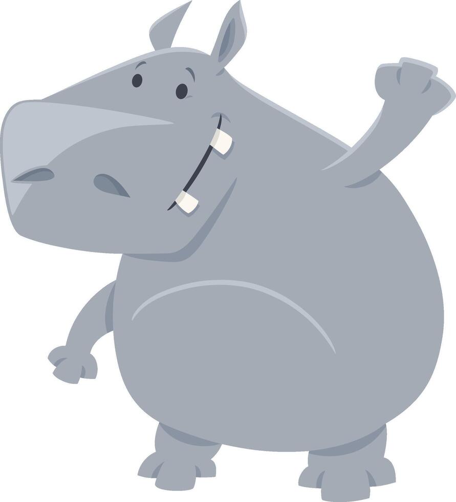 funny cartoon hippo wild animal character vector