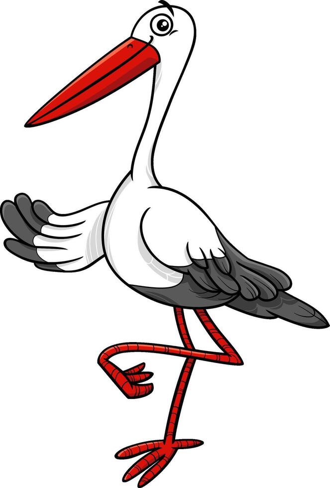 cartoon stork bird animal character vector