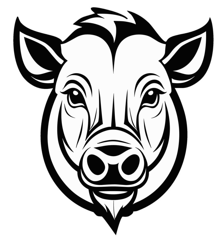 Warthog, black and white, isolated logo or symbol. Can be used as emblem or mascot for sports or other products vector