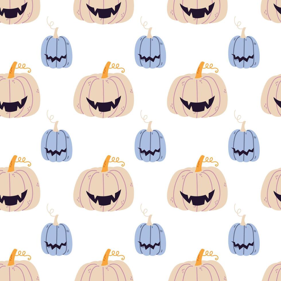 Halloween seamless pattern with pumpkins vector