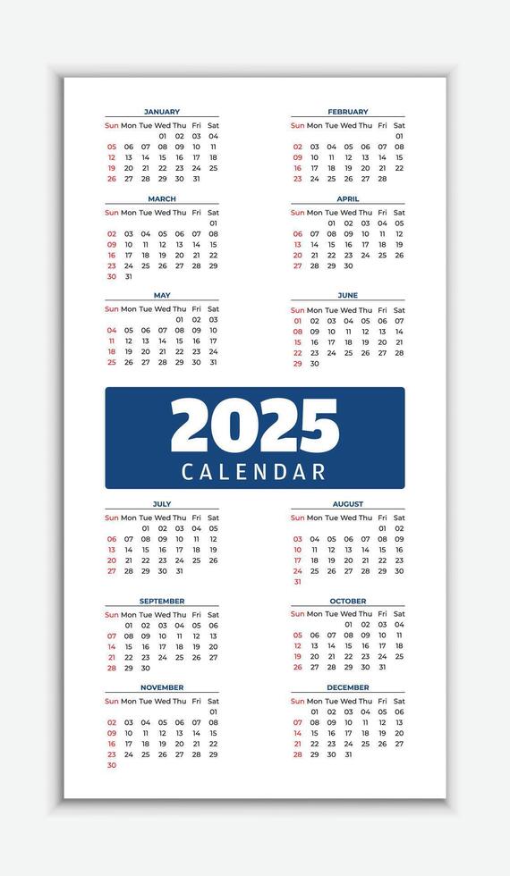 New modern minimalist 2025 calendar design template for corporate, business, company, and office scheduling vector