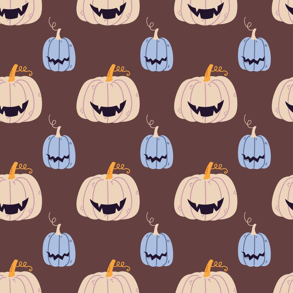 Halloween seamless pattern with pumpkins vector