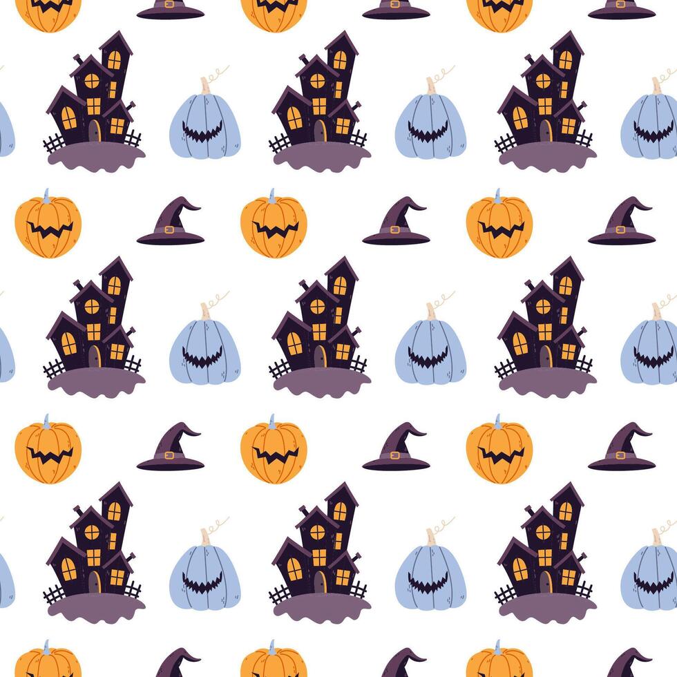 Halloween seamless pattern with halloween elements vector