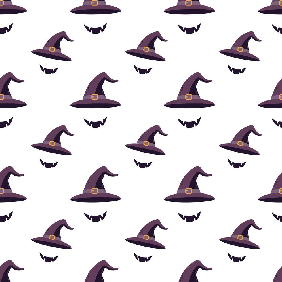 Halloween seamless pattern with witch hats vector