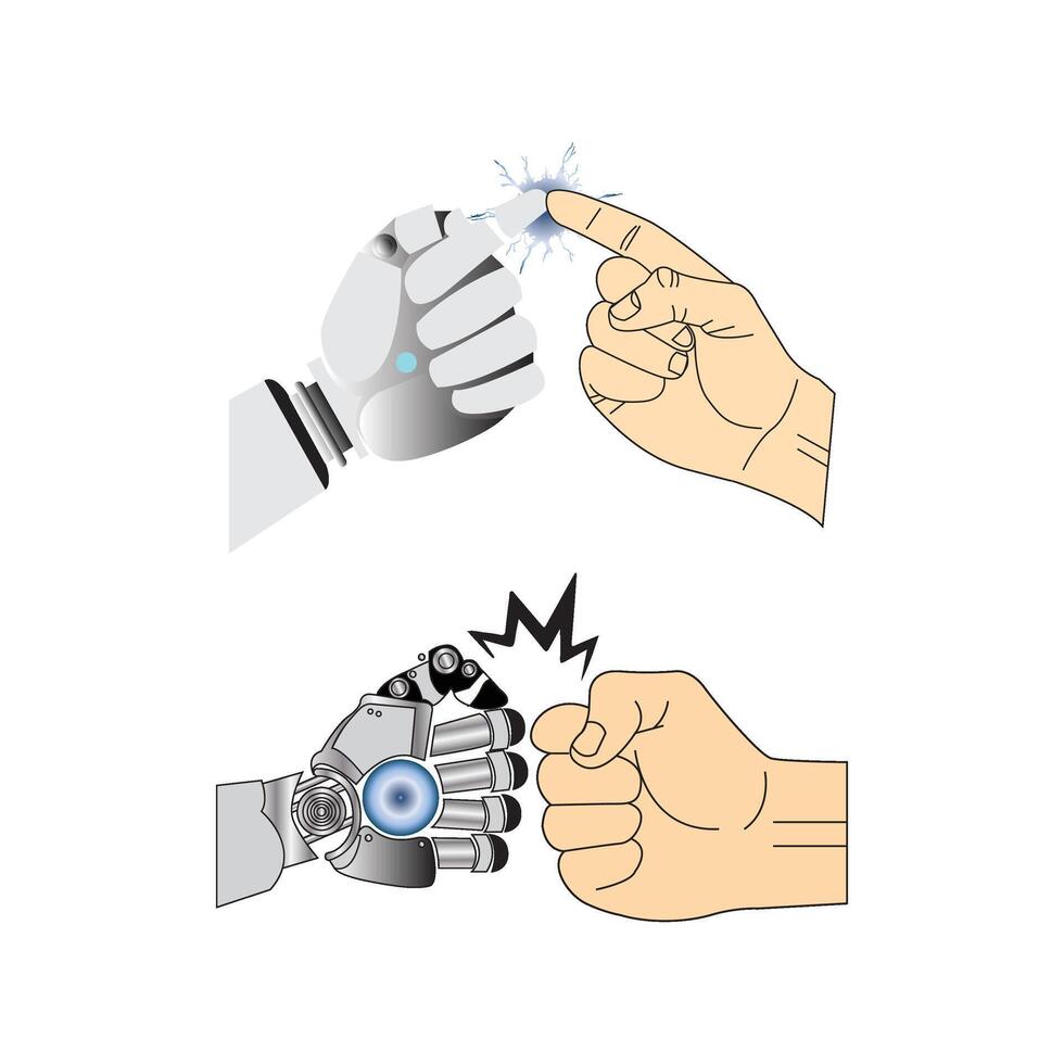 robot human fist bump vector