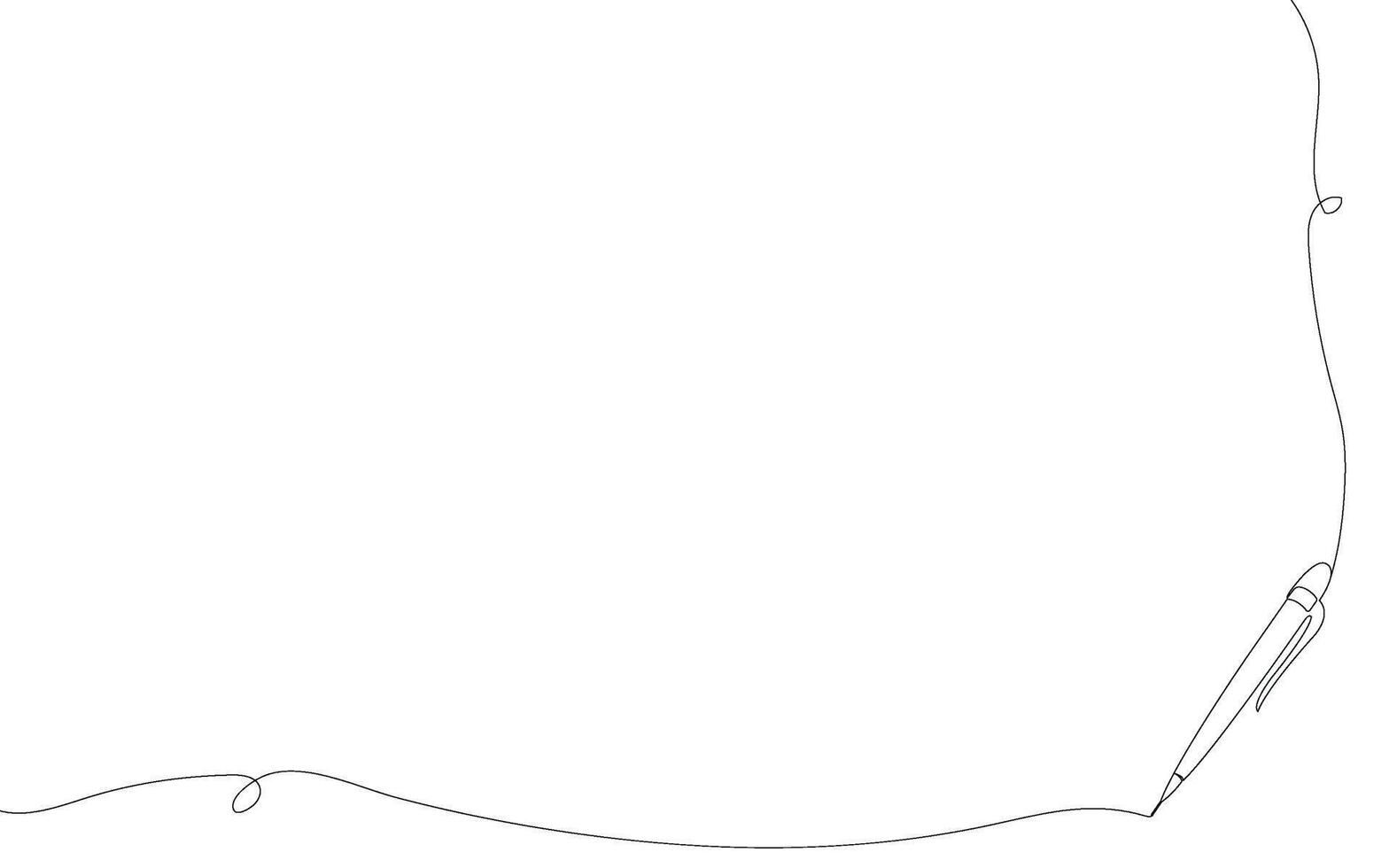 Continuous line pen, pen art background. Abstract doodle hand drawn illustration. Minimal outline design. vector