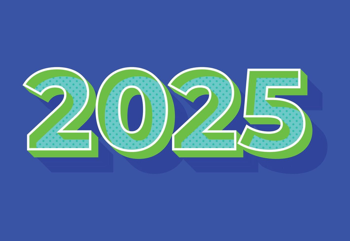 Happy New Year 2025 3D Cyan Design Abstract Illustration With Blue Background vector