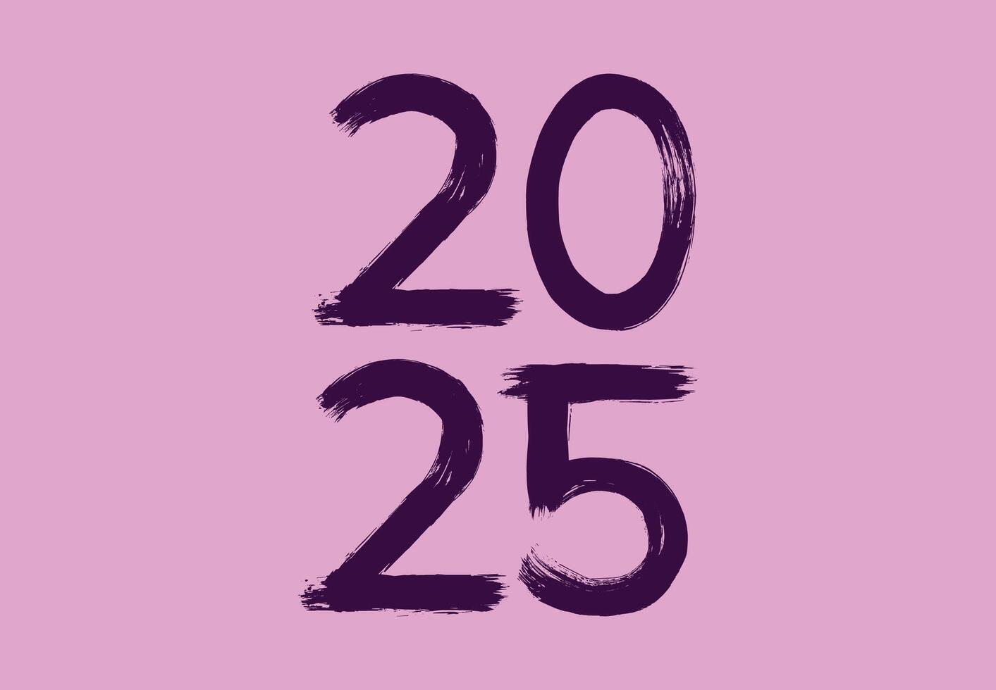 Happy New Year 2025 Scribble Design Purple Abstract Illustration vector