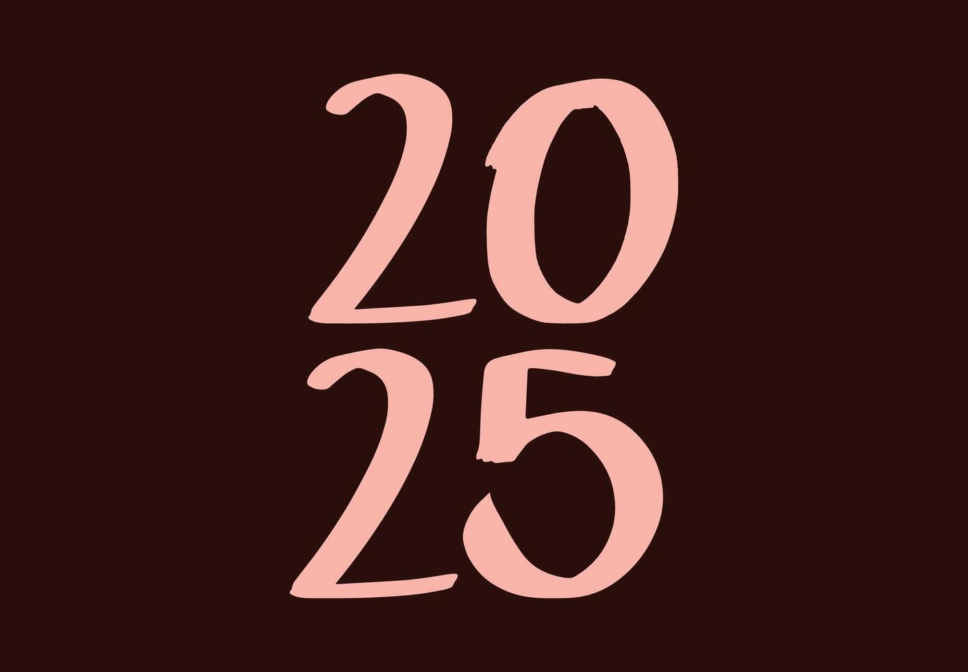 Happy New Year 2025 Scribble Design Maroon Abstract Illustration vector