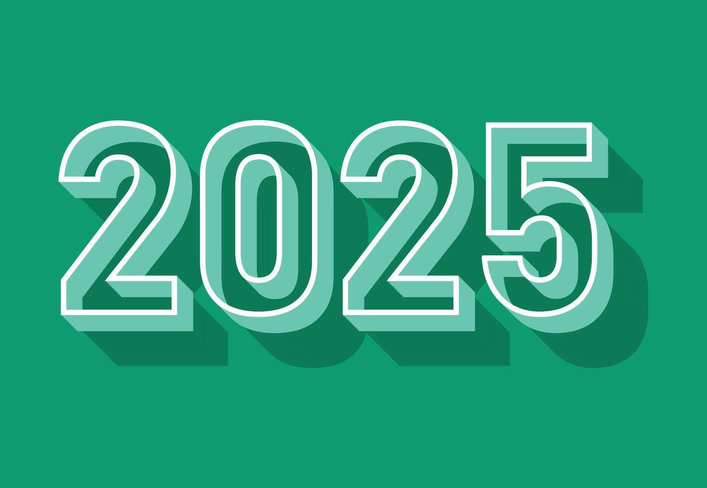 Happy New Year 2025 3D Cyan Design Abstract Illustration vector