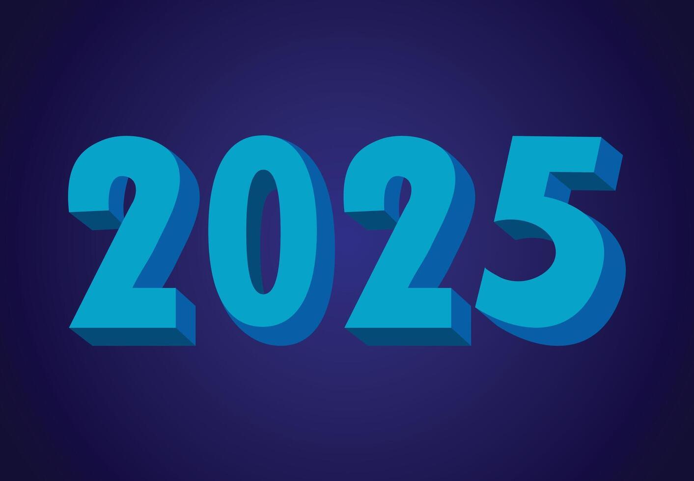 Happy New Year 2025 Blue 3D Realistic Art Design Abstract Illustration vector