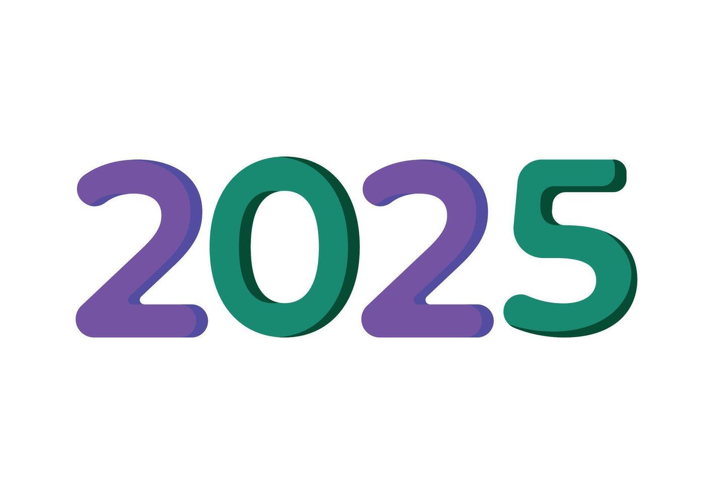 2025 Happy New Year Design Purple And Green Abstract Illustration vector