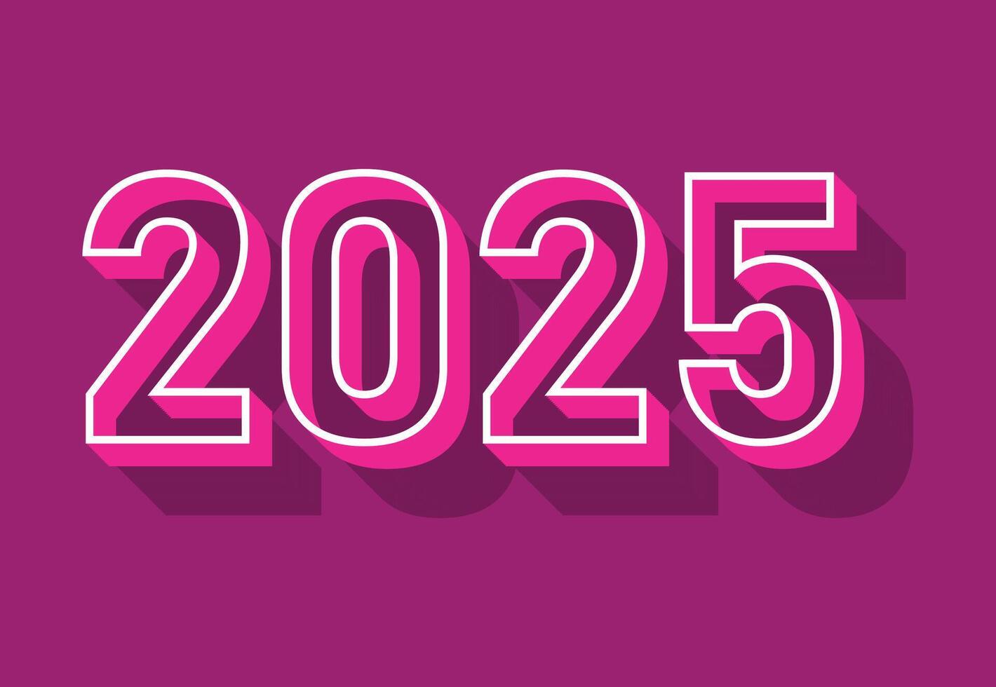 Happy New Year 2025 3D Purple Design Abstract Illustration vector