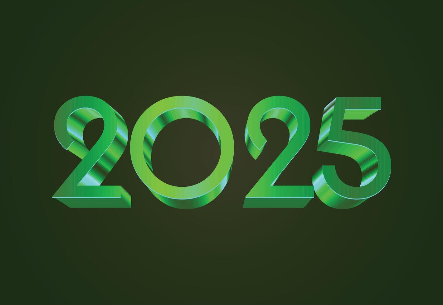 Happy New Year 2025 Green 3D Realistic Decoration Design Abstract Illustration vector