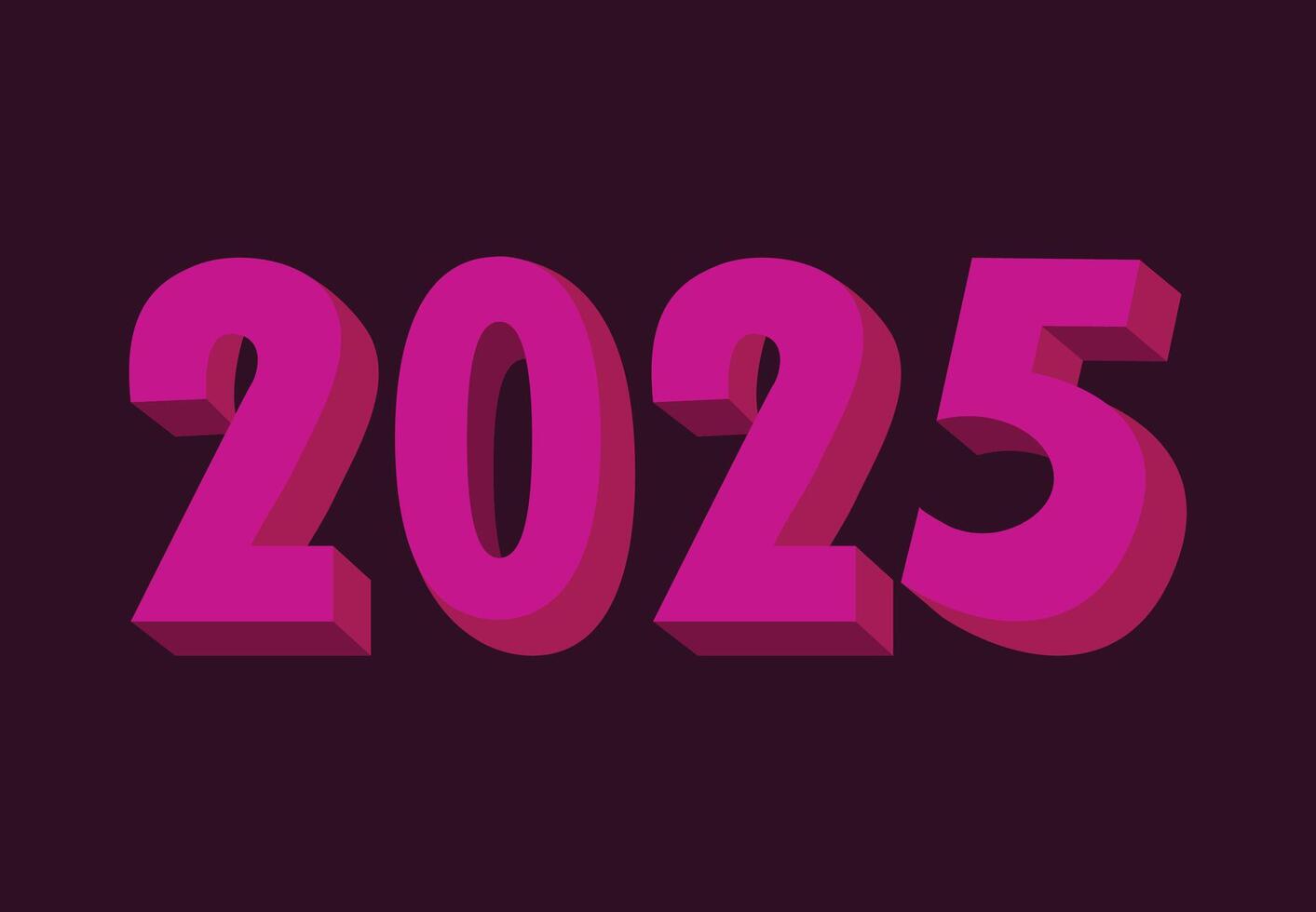 Happy New Year 2025 Pink 3D Realistic Art Design Abstract Illustration vector