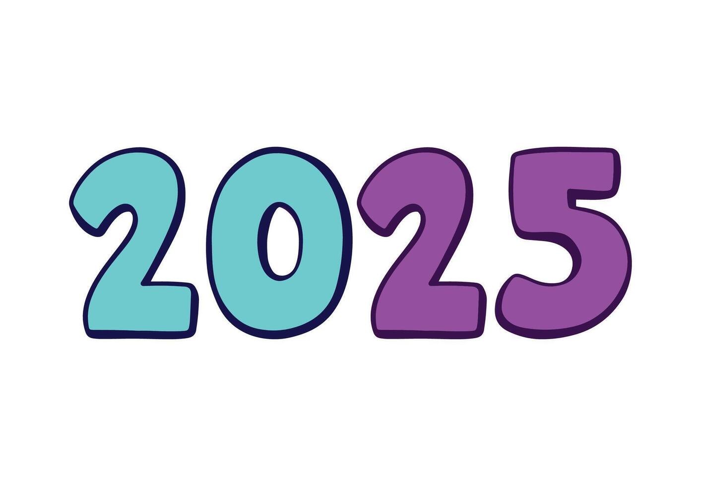 Happy New Year 2025 Elegant Cyan And Purple Design Abstract Illustration vector