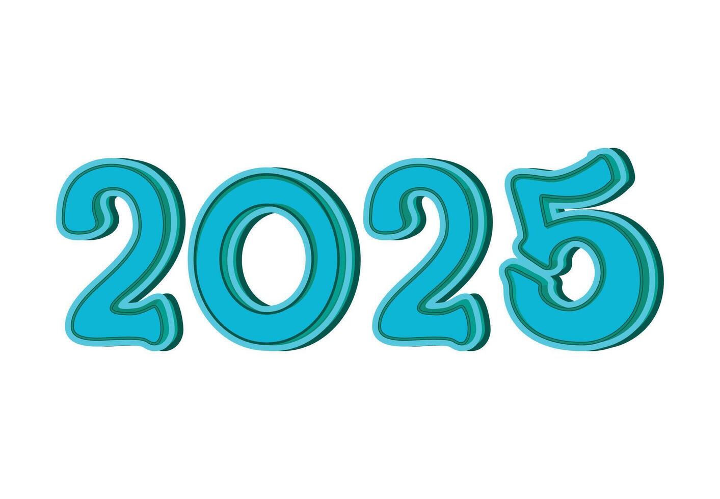 2025 Happy New Year Blue Realistic Decoration Art Design Abstract Illustration vector
