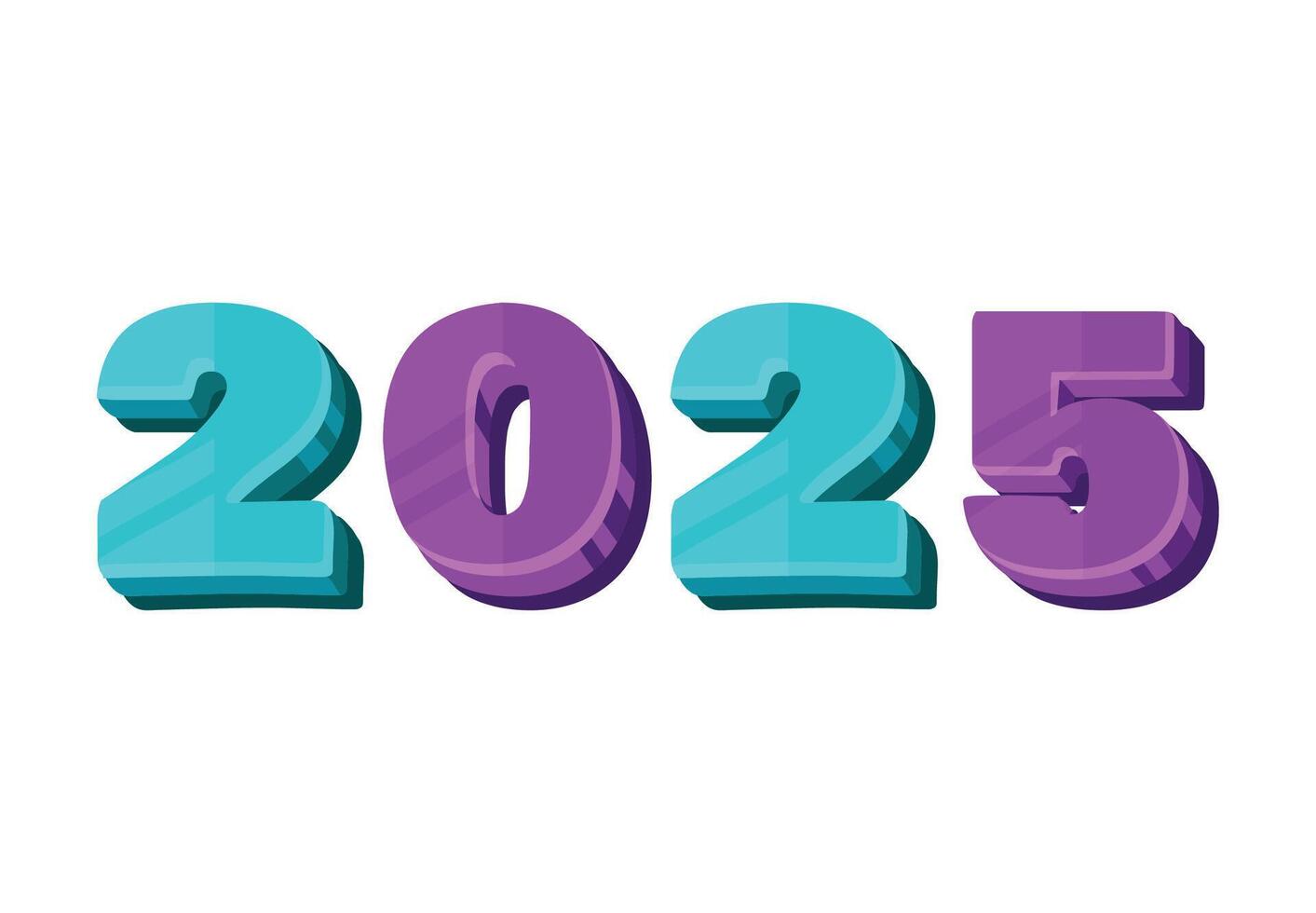 Happy New Year 2025 Purple And Blue 3D Art Design Abstract Illustration vector