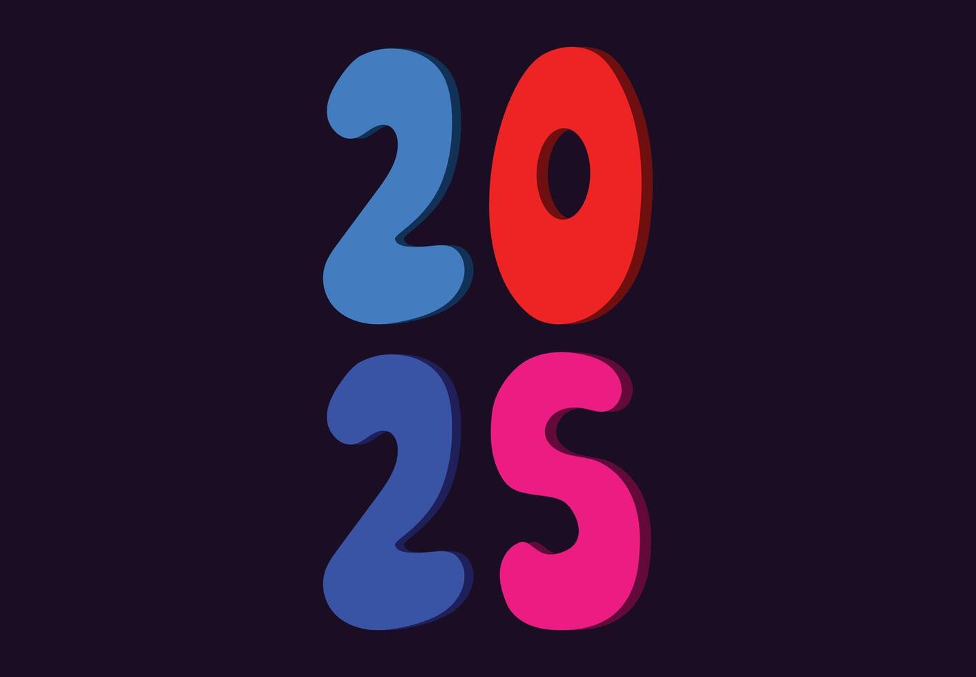 Happy New Year 2025 Multicolor Typography Elegant Design Abstract Illustration vector