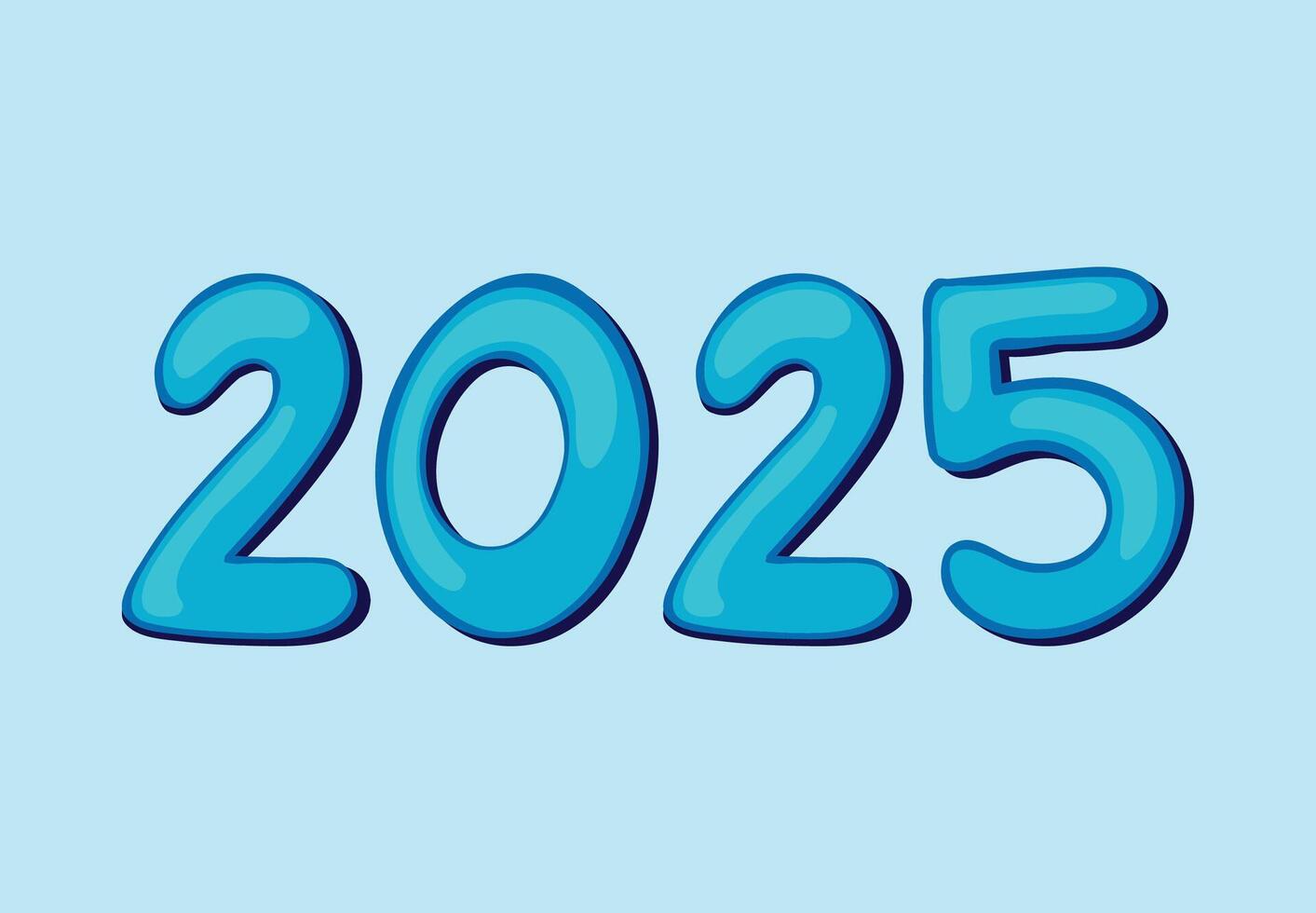 Happy New Year 2025 Blue Art Design Abstract Illustration vector