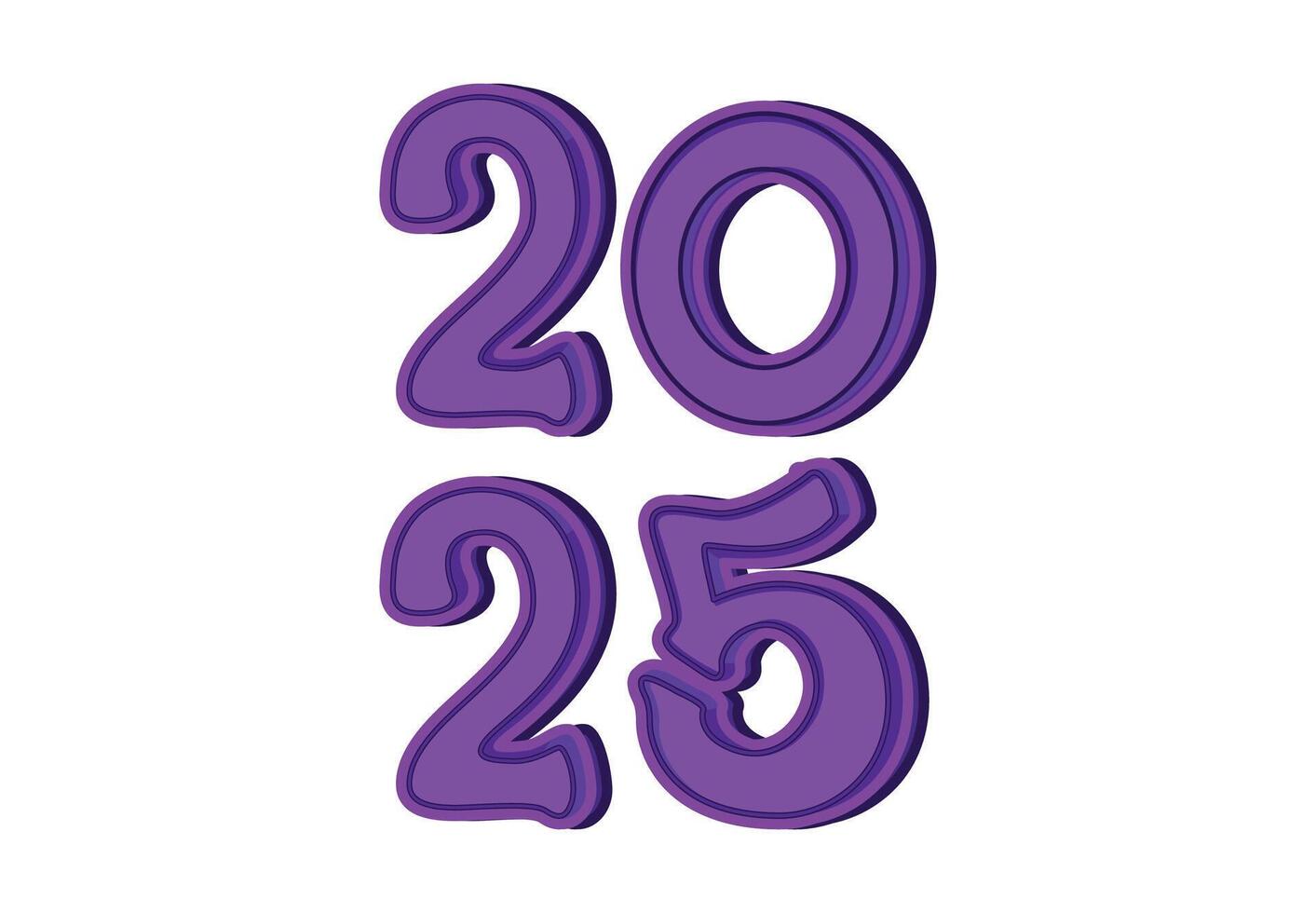 2025 Happy New Year Purple Realistic Decoration Art Design Abstract Illustration vector