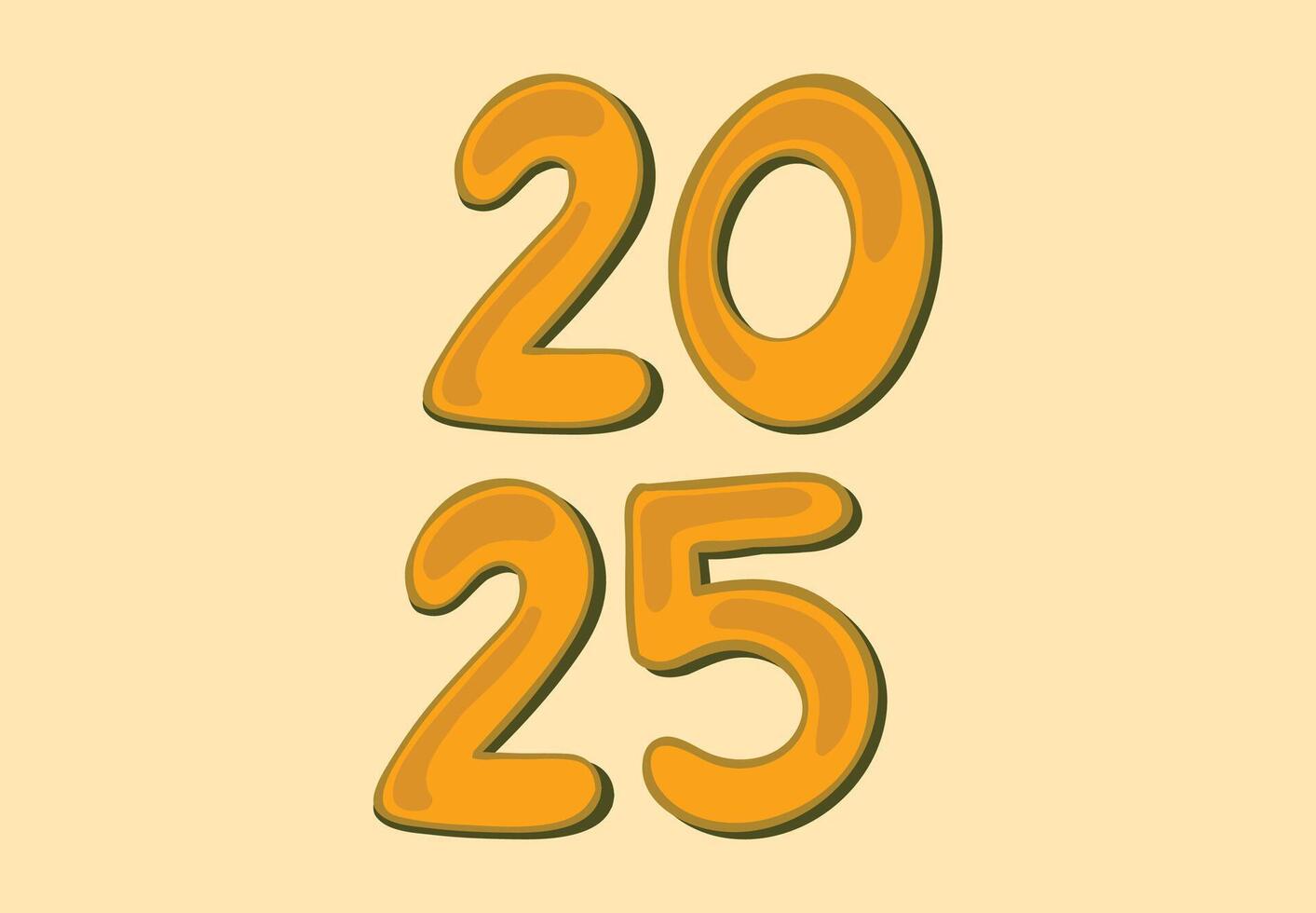 Happy New Year 2025 Yellow Art Design Abstract Illustration vector