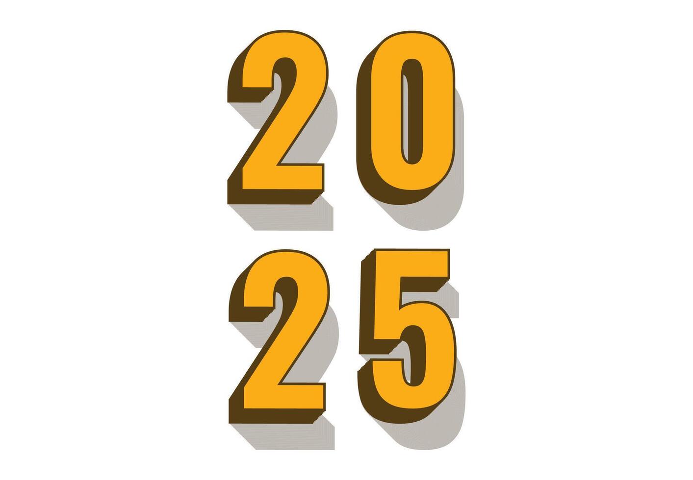 2025 Happy New Year 3D Realistic Decoration Orange Design Abstract Illustration vector