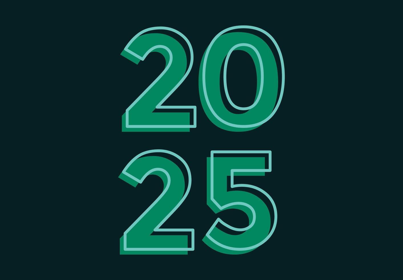 Happy New Year 2025 Cyan Realistic Decoration Design Abstract Illustration vector