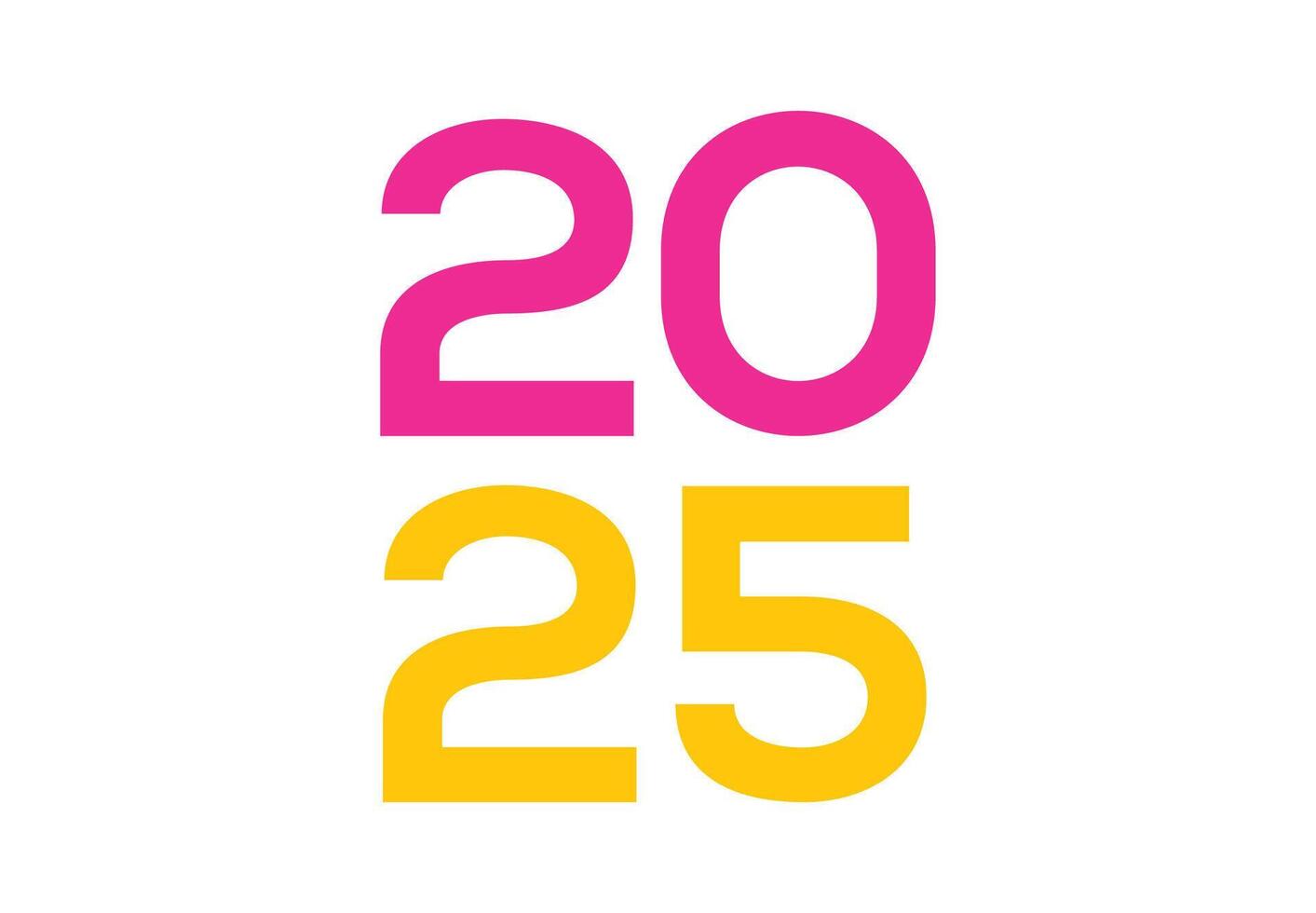 Happy New Year 2025 Typography Pink And Yellow Design Abstract Illustration vector