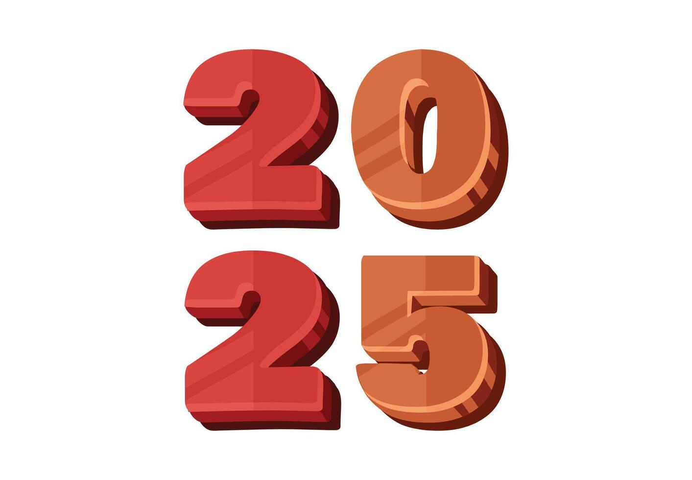Happy New Year 2025 Red And Orange 3D Art Design Abstract Illustration vector