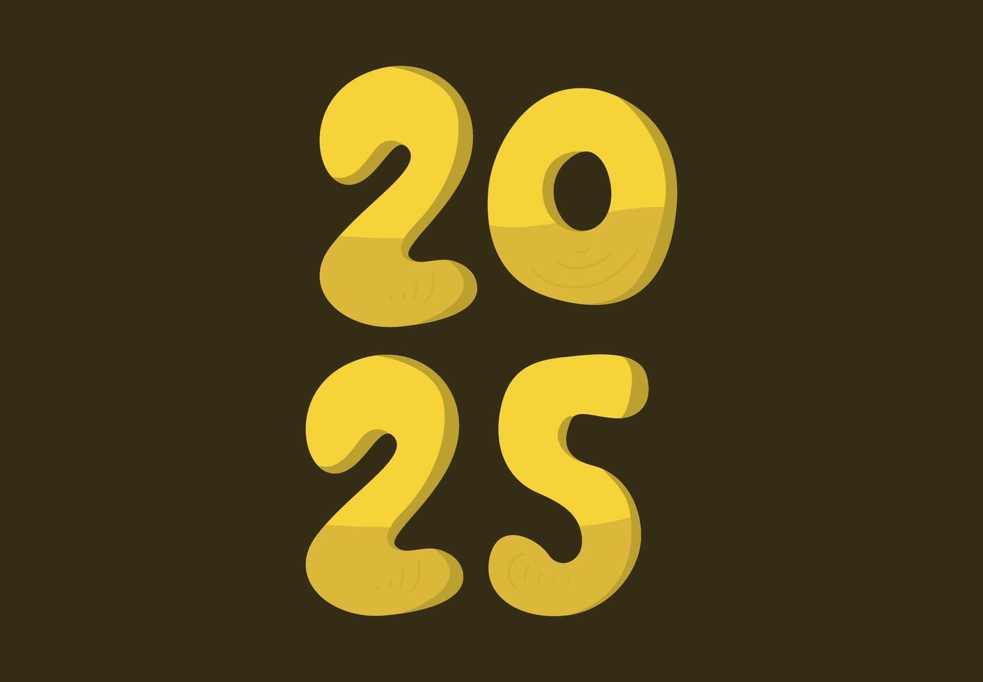 Happy New Year 2025 Yellow Realistic Design Abstract Illustration vector