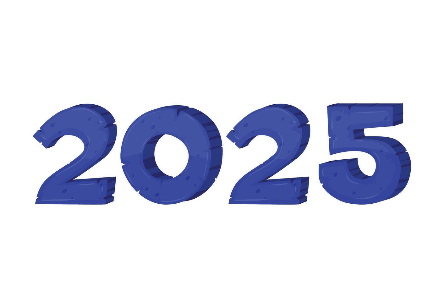 2025 Happy New Year Yellow Blue Typography Realistic Design Abstract Illustration vector