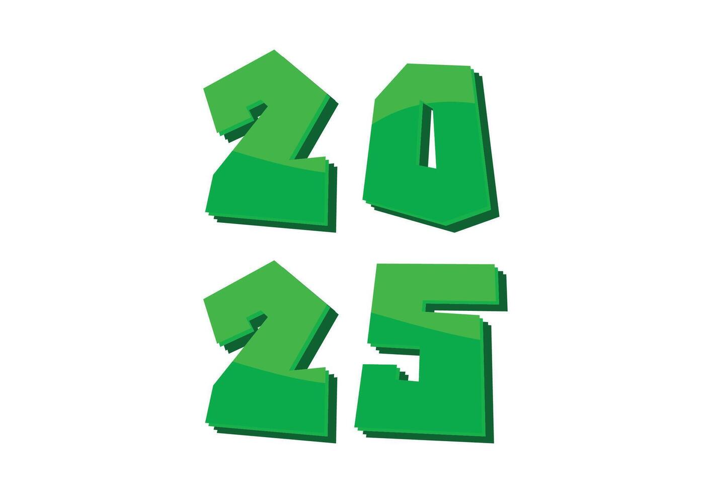 2025 Happy New Year Realistic Decoration Green Design Abstract Logo Symbol Illustration vector