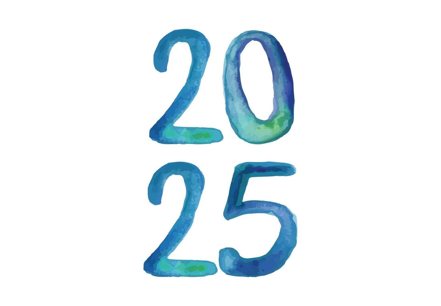2025 Happy New Year Blue Watercolor Design Abstract Illustration vector