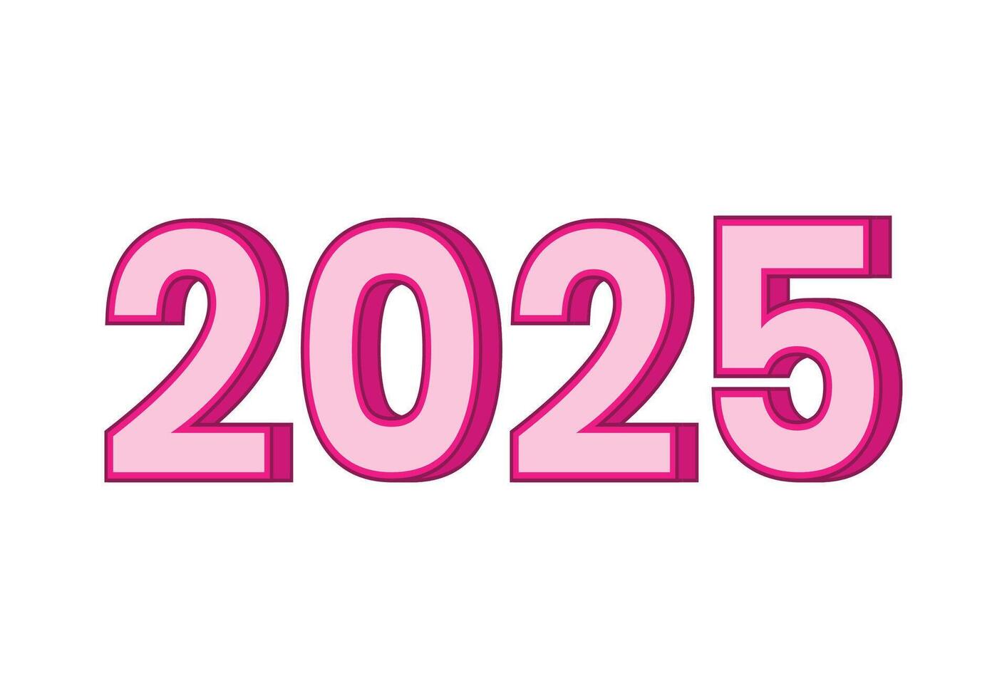 2025 Happy New Year 3D Realistic Pink Design Abstract Logo Symbol Illustration vector