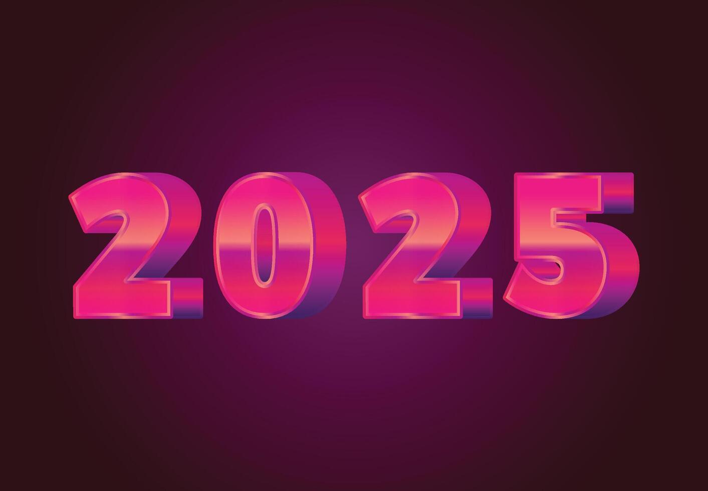 2025 Happy New Year Pink Realistic Decoration 3D Design Abstract Illustration vector