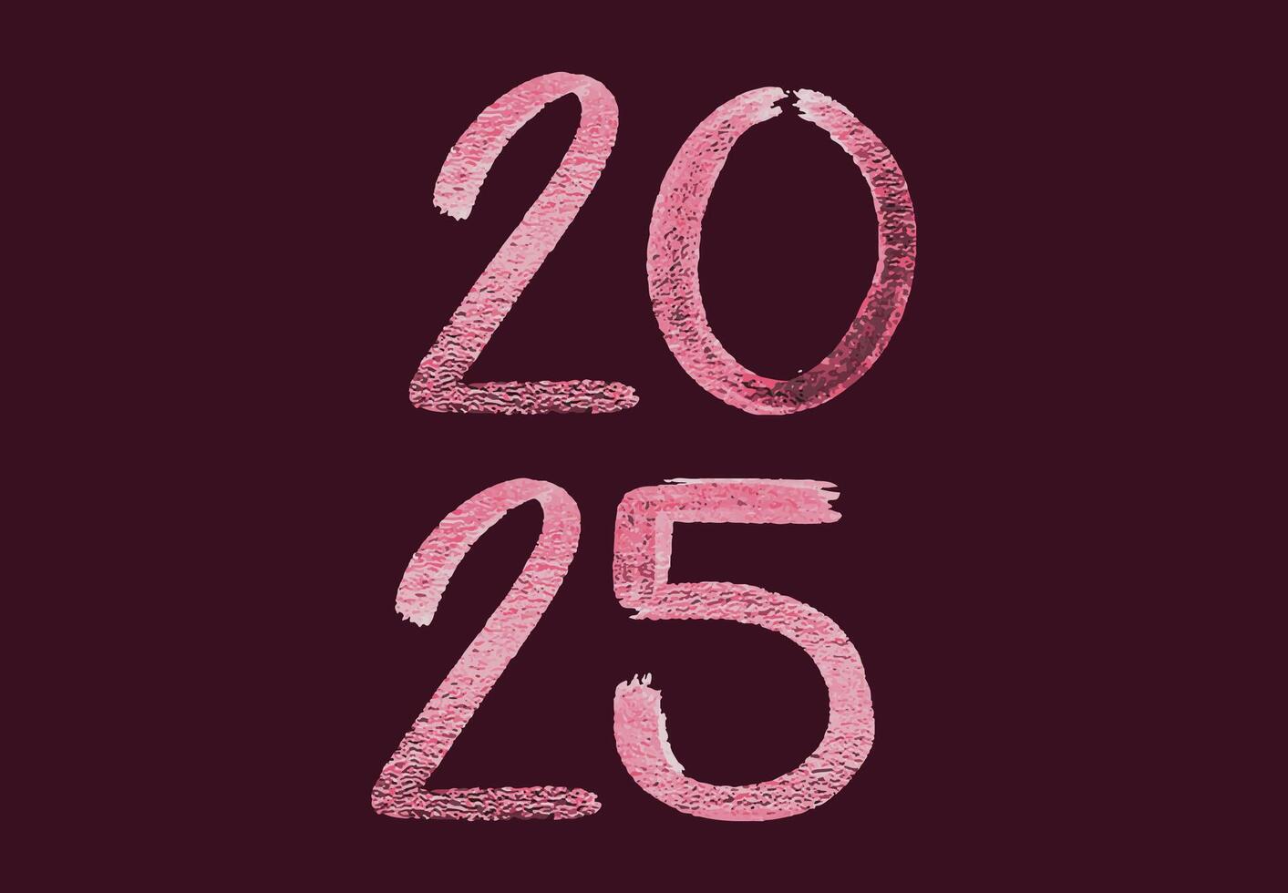 2025 Happy New Year Maroon Chalk Scribble Design Abstract Illustration vector