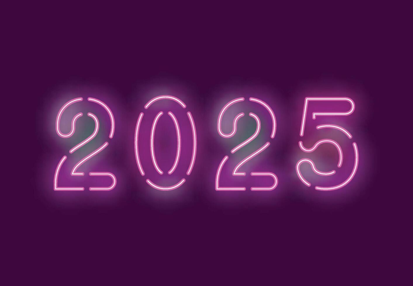 2025 Happy New Year Neon Purple Design Abstract Illustration vector