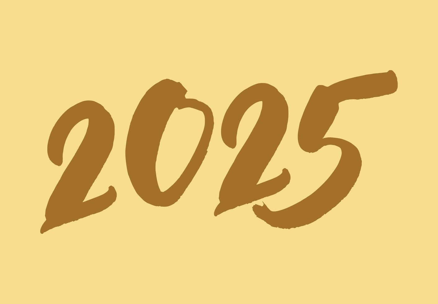 Happy New Year 2025 Drawing Brown Design Abstract Illustration vector