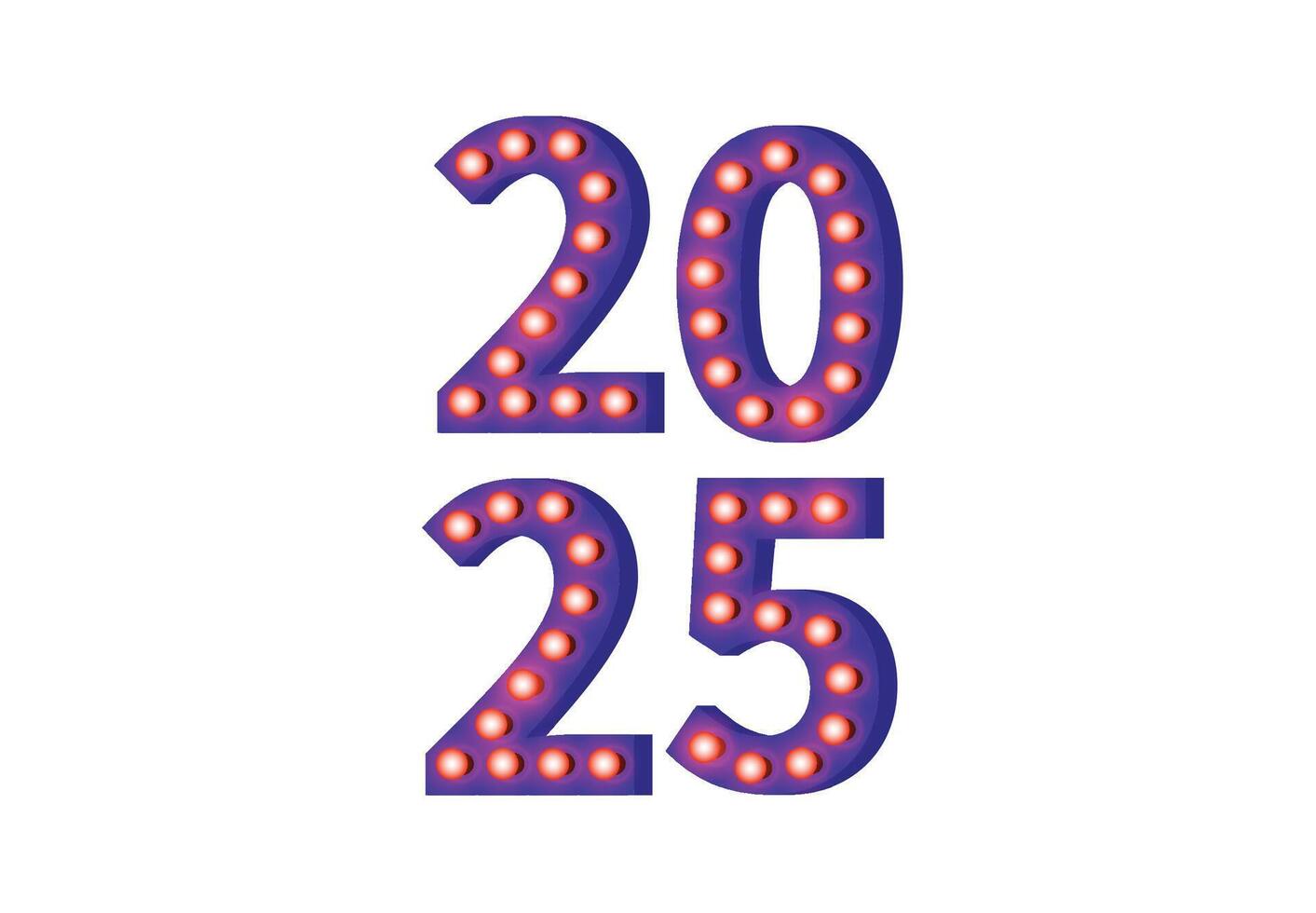 2025 Happy New Year Design Purple Festive Realistic Decoration Abstract Illustration vector