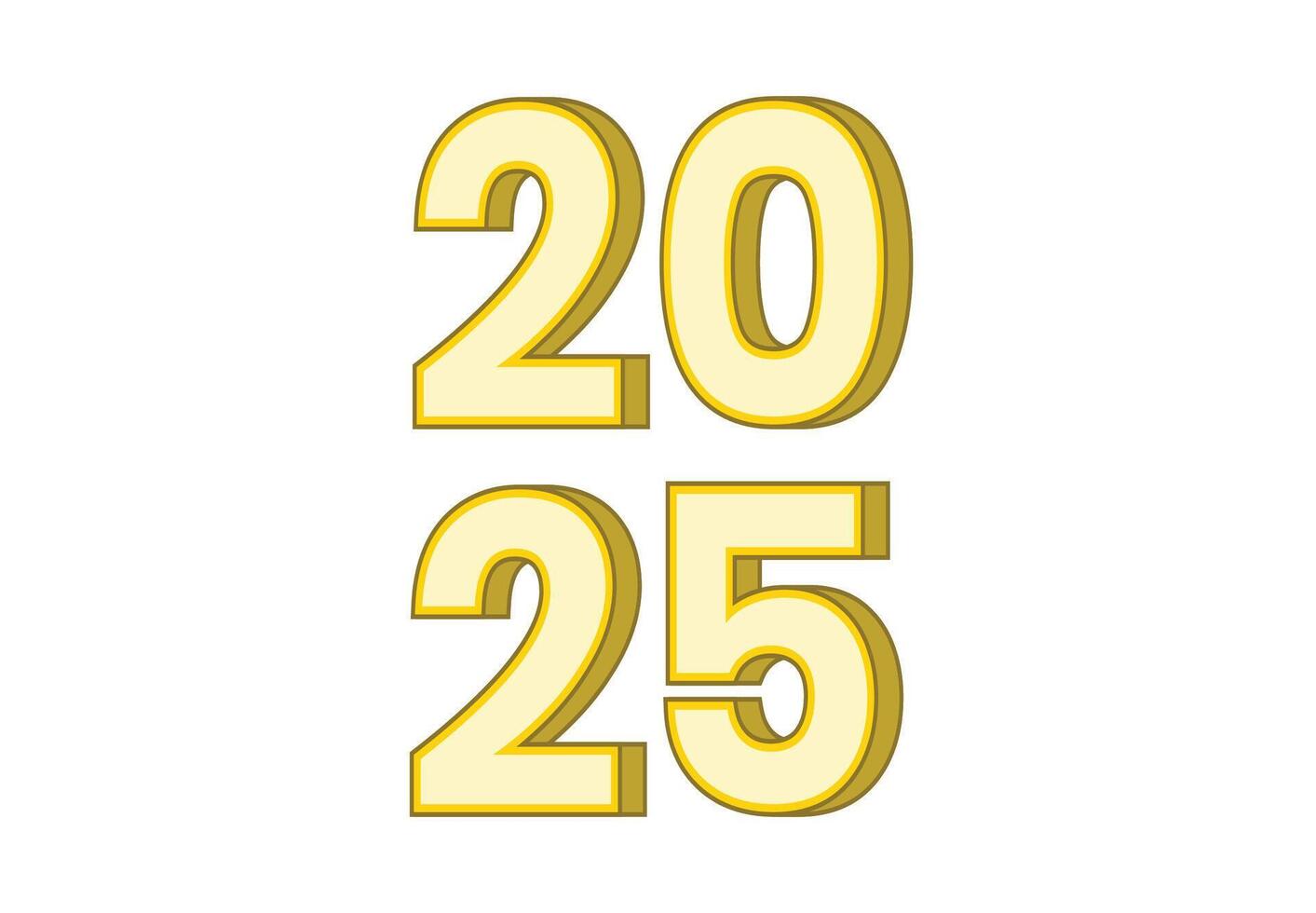2025 Happy New Year 3D Realistic Yellow Design Abstract Logo Symbol Illustration vector