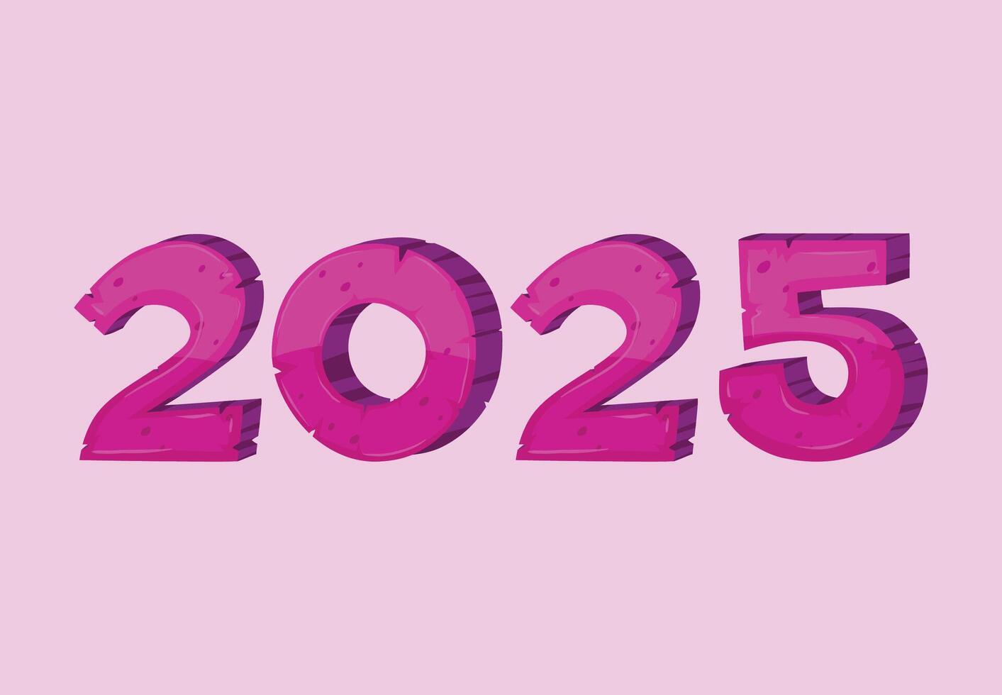 2025 Happy New Year Yellow Purple Typography Realistic Design Abstract Illustration vector