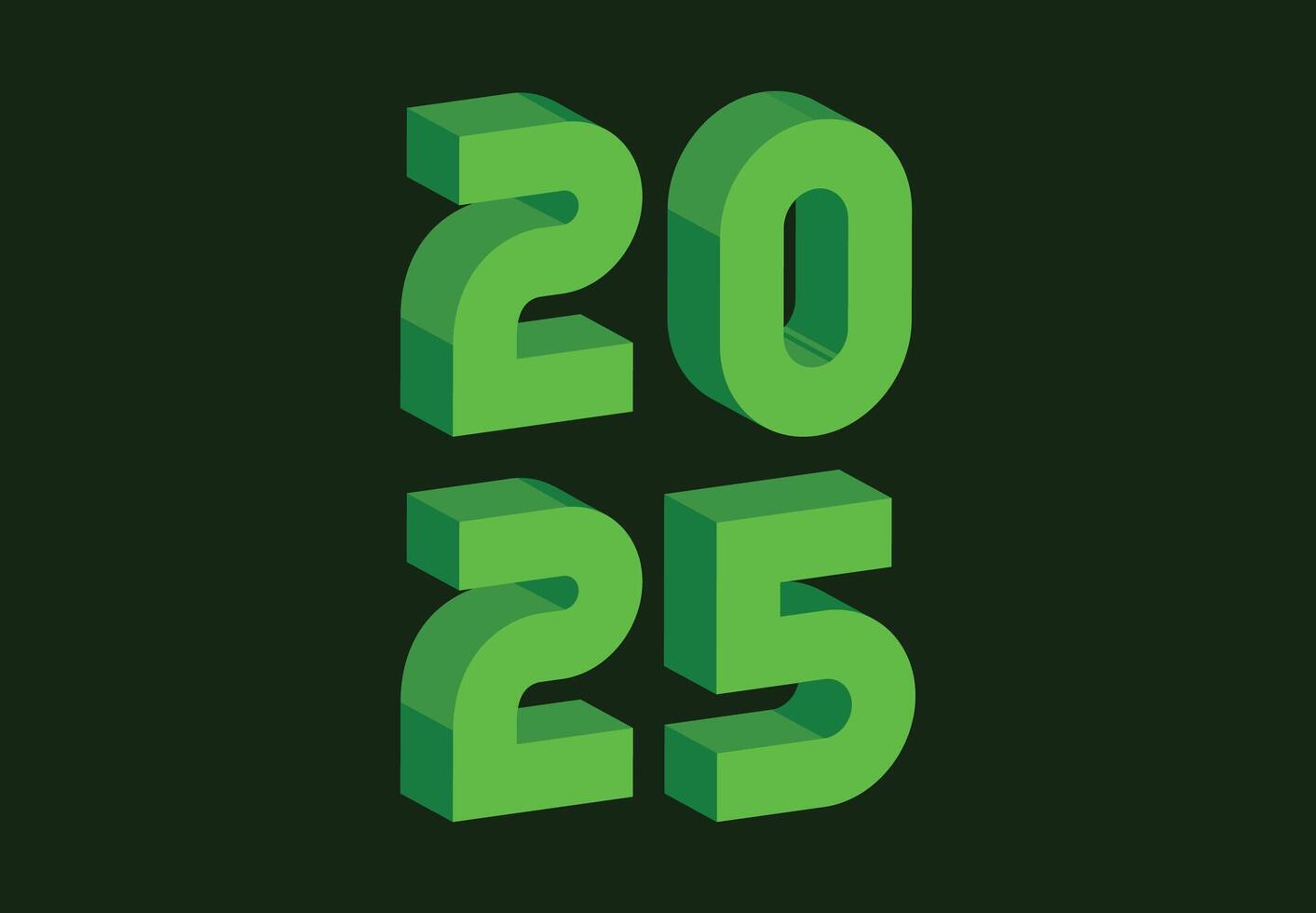 Happy New Year 2025 3D Realistic Green Abstract Design Logo Symbol Illustration vector