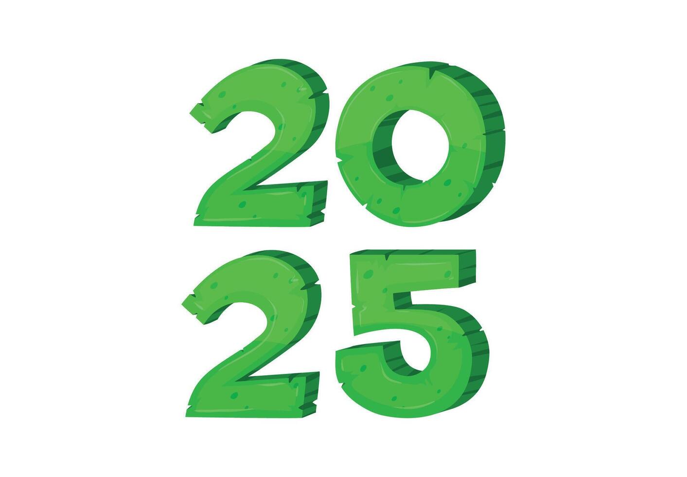 2025 Happy New Year Green Wood Typography Realistic Design Abstract Illustration vector