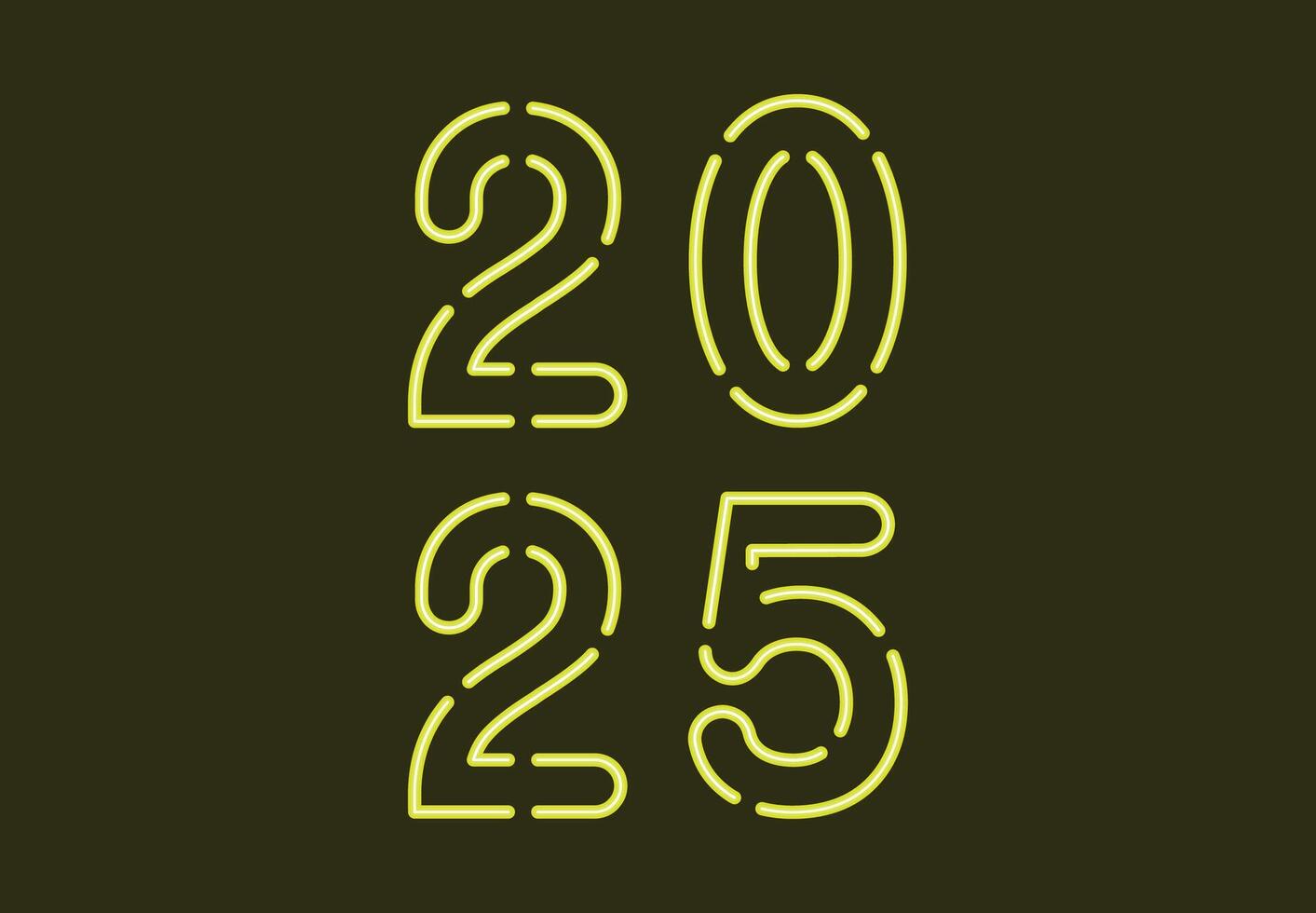 Happy New Year 2025 Neon Yellow Abstract Design Logo Symbol Illustration vector