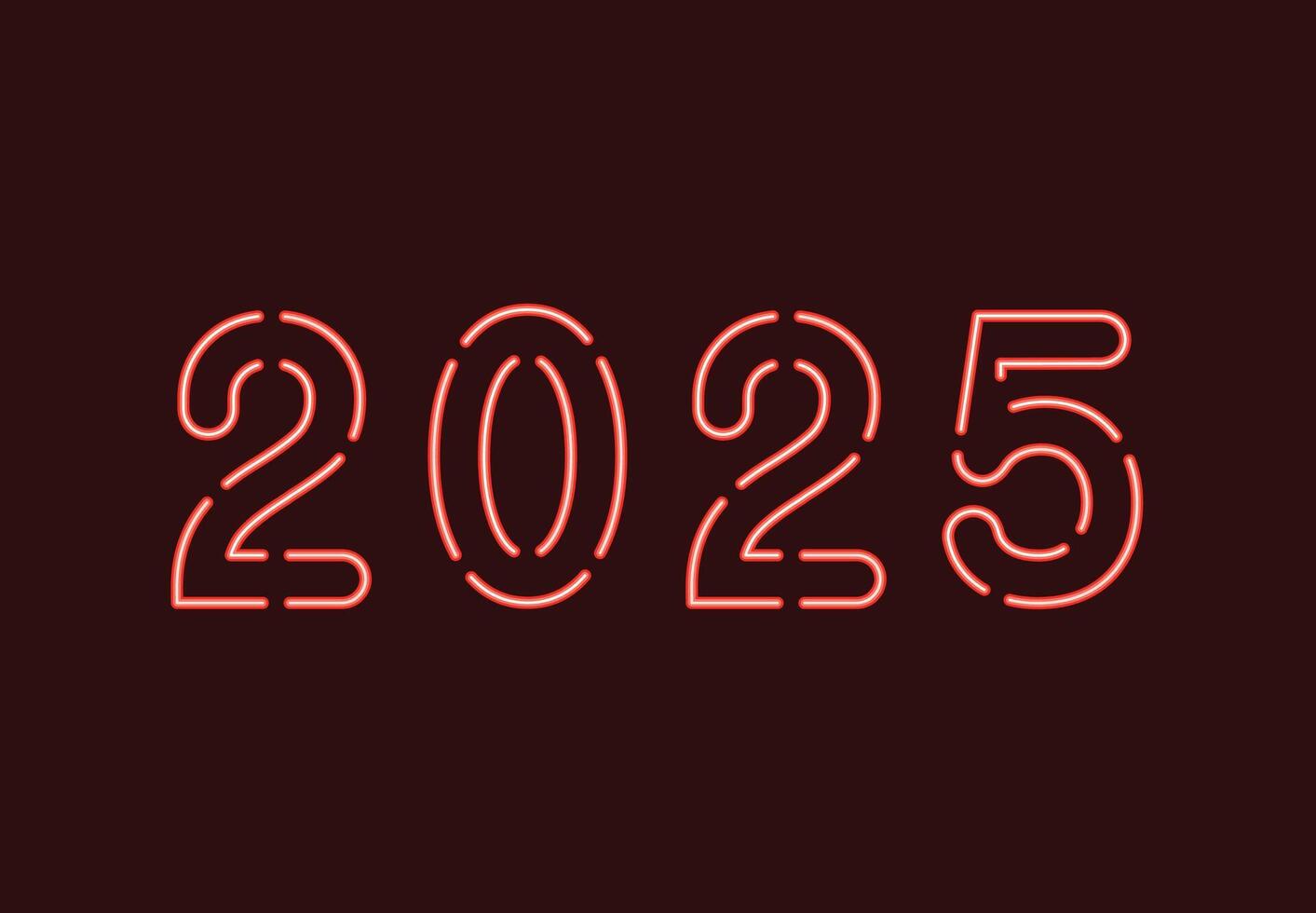 2025 Happy New Year Neon Red Design Abstract Illustration vector